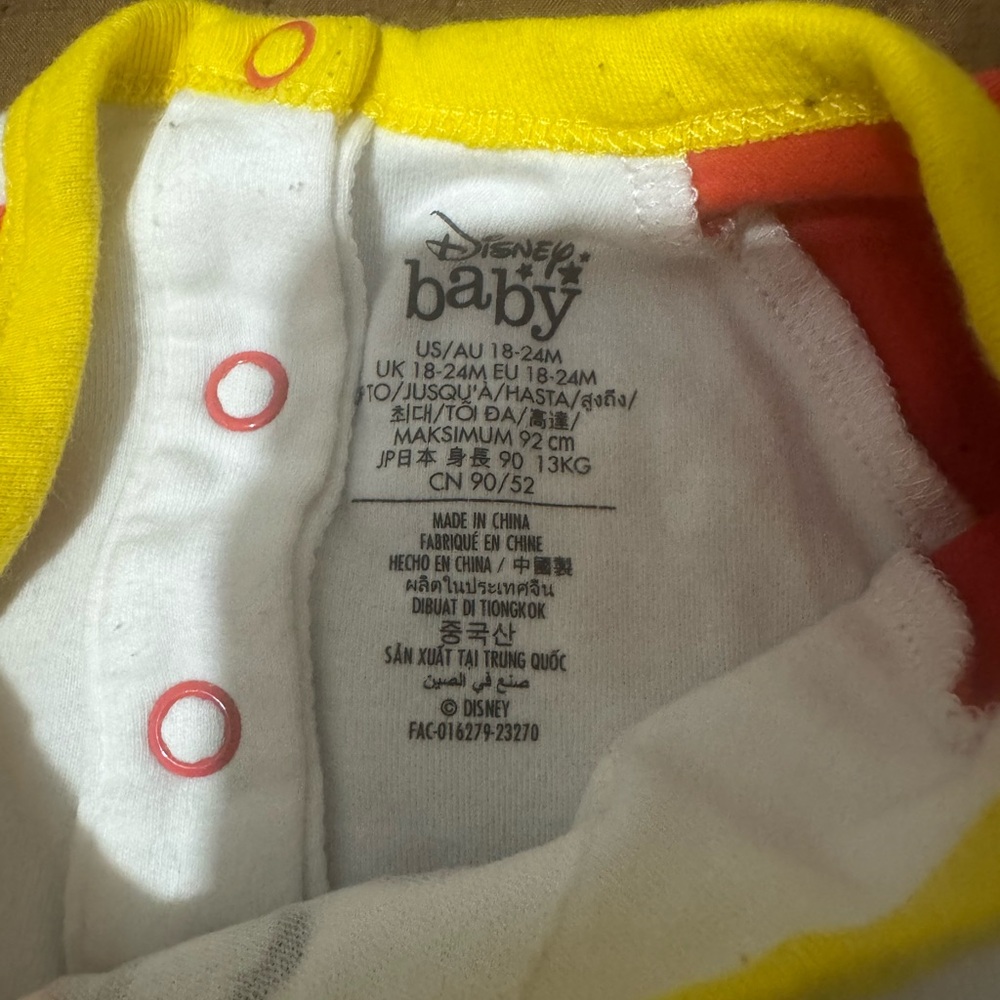 Disney Baby Yellow and Red Onesie - Picture 2 of 6